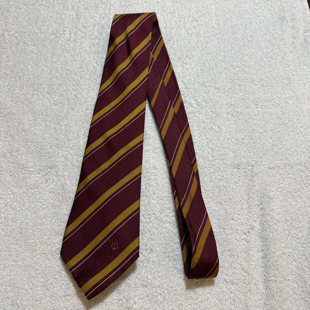 Dunhill London Silk Tie Burgundy Gold Striped Made in Italy Mens Necktie